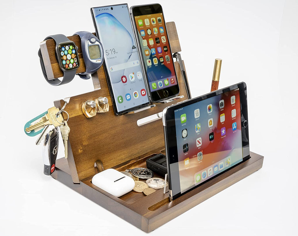 Deskonizer Wooden docking station Charging bedside table Nightstand organizer